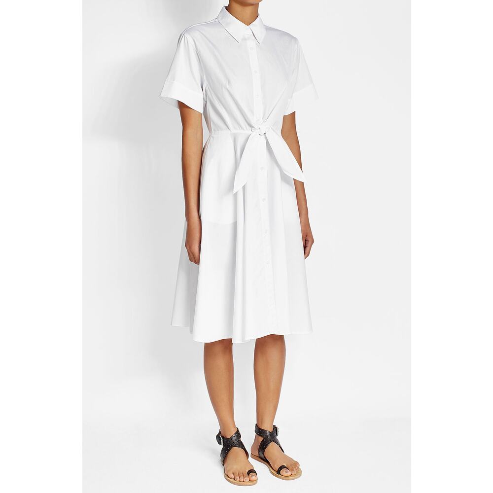 Diane Von Furstenberg Collared 100% Cotton Short Sleeve White Dress Size 8